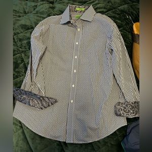 Bristol and Bull men’s XL button down black and white gingham shirt. EUC